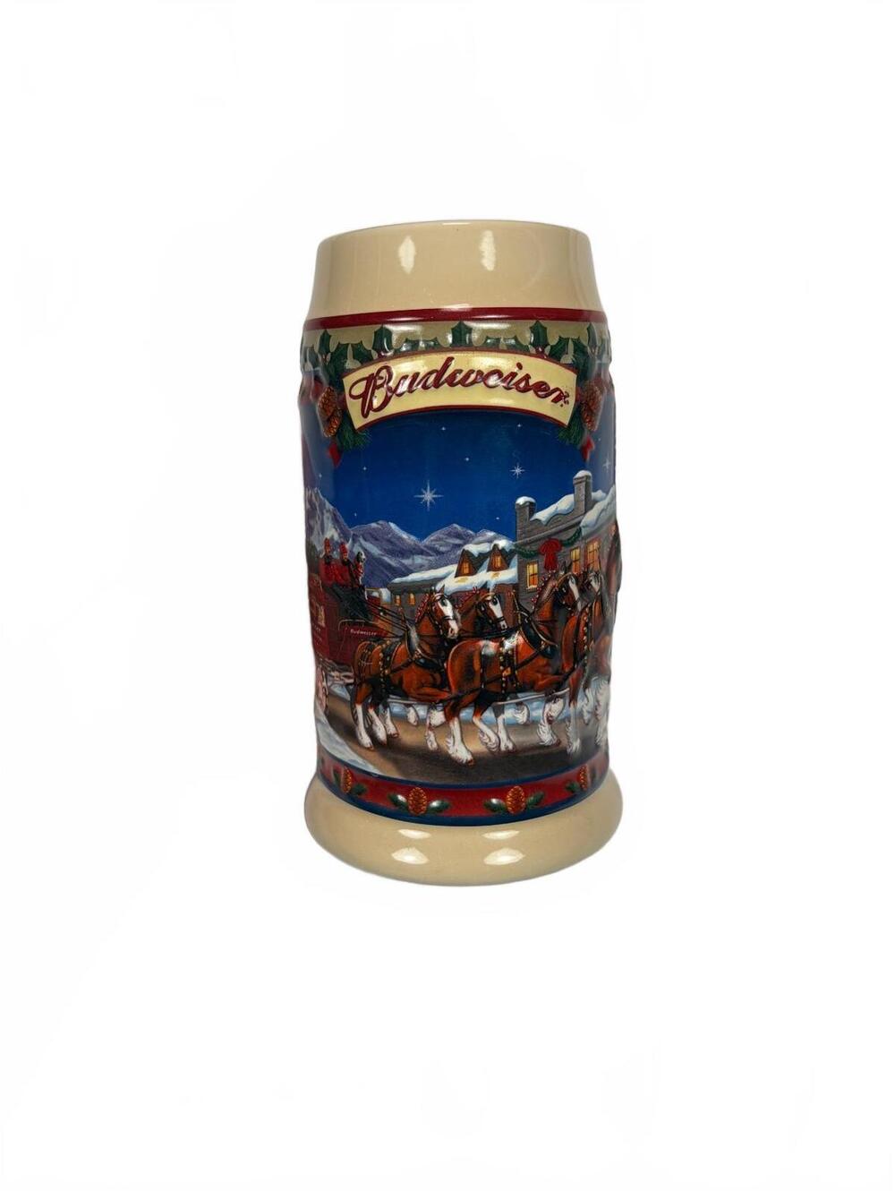 Vintage Budweiser 2003 Old Towne Holiday Beer Stein CS560 Clydesdales Ceramarte